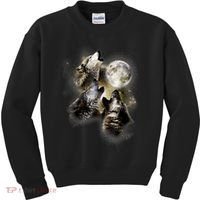 Wolf Shirt Three Wolves Moon Wolf Moon Kids Sweatshirt thumb 0
