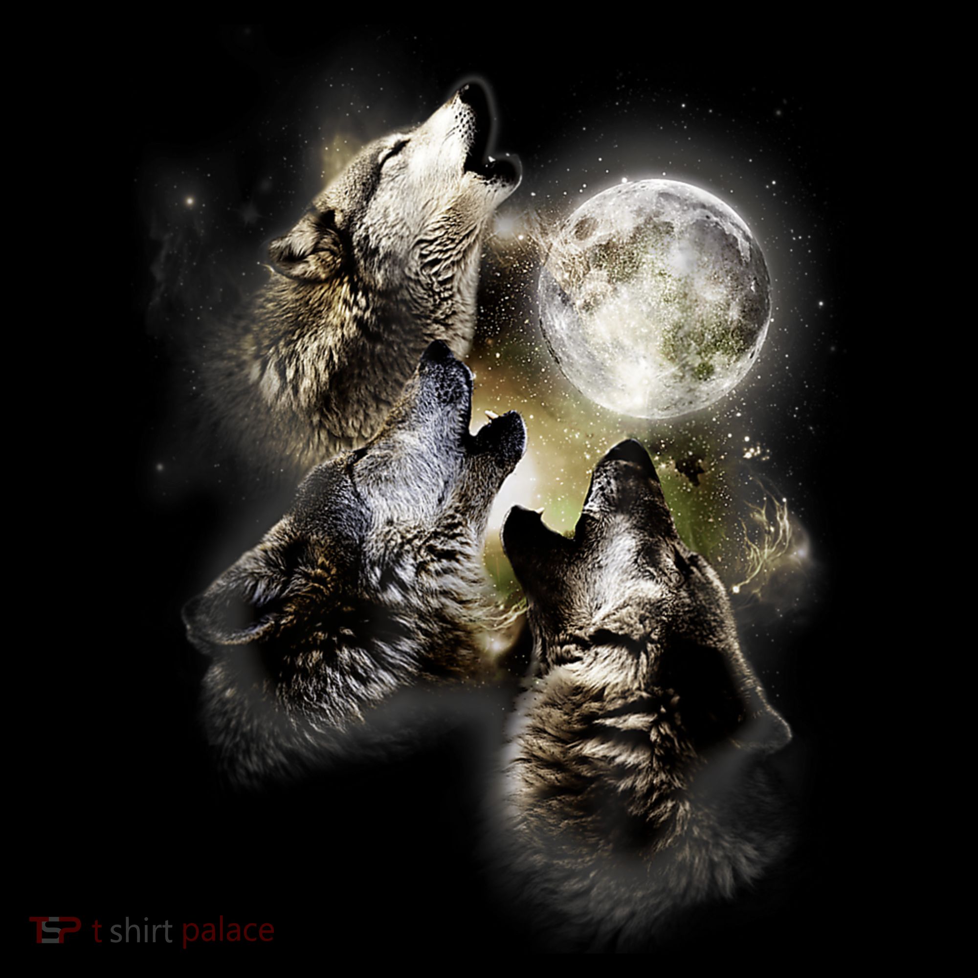 Wolf Shirt Three Wolves Moon Wolf Moon Kids Long Sleeve Shirt