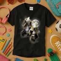 Wolf Shirt Three Wolves Moon Wolf Moon Kids T-Shirt thumb 3