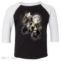 Wolf Shirt Three Wolves Moon Wolf Moon Toddler Fine Jersey T-Shirt thumb 0