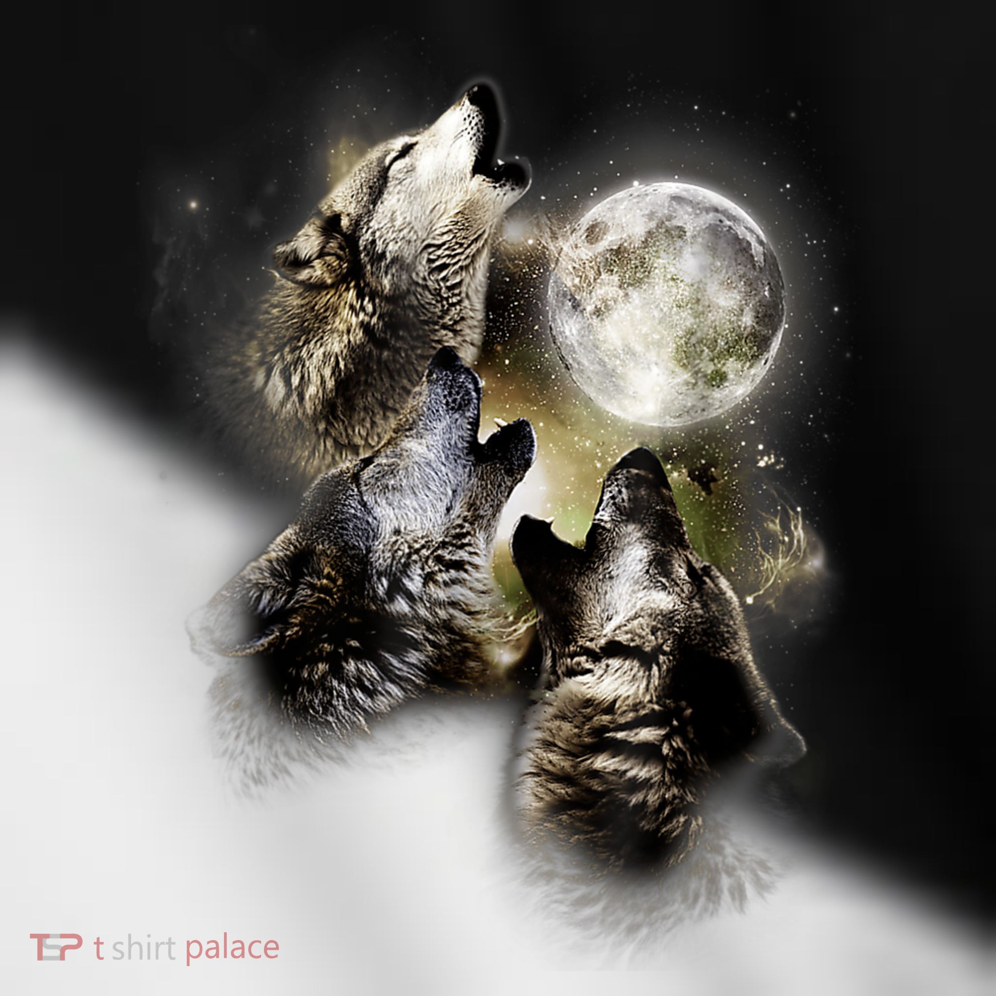 Wolf Shirt Three Wolves Moon Wolf Moon Toddler Fine Jersey T-Shirt