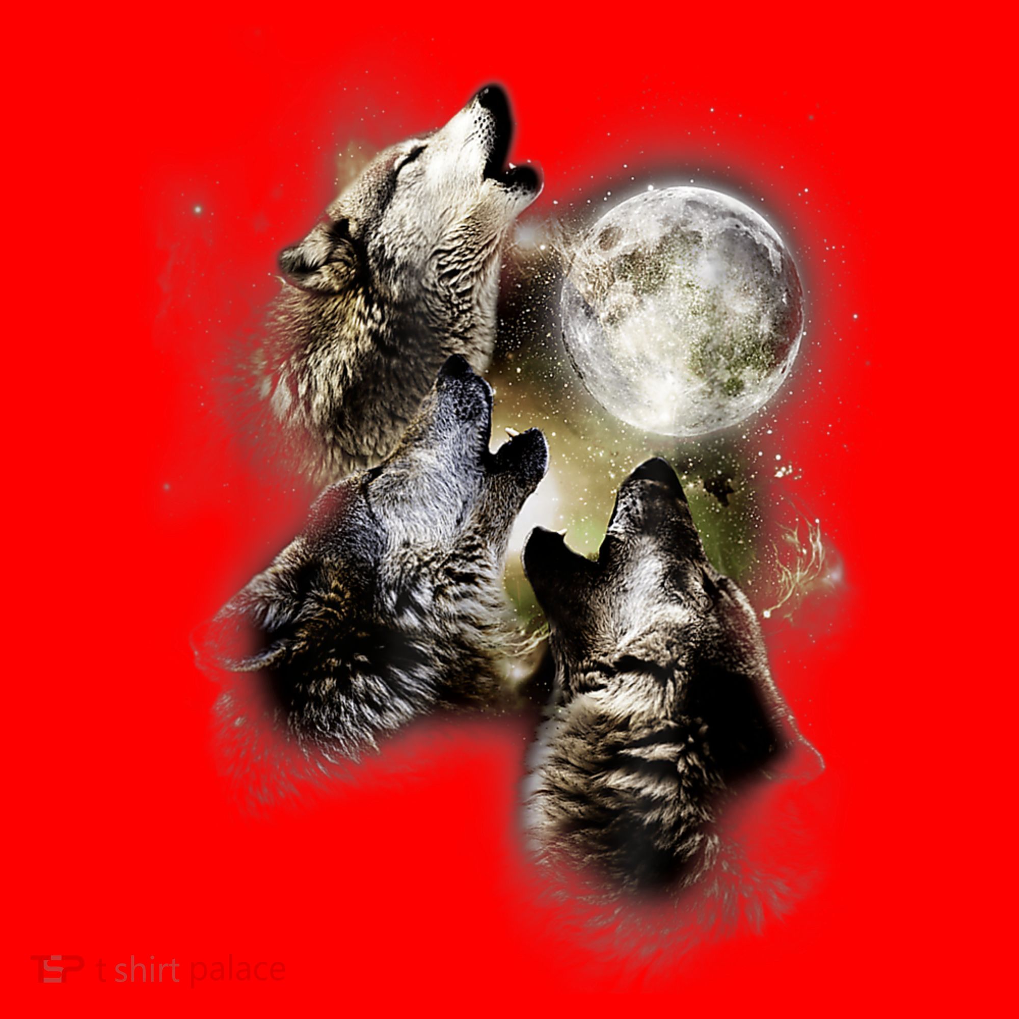 Wolf Shirt Three Wolves Moon Wolf Moon Santa Hat