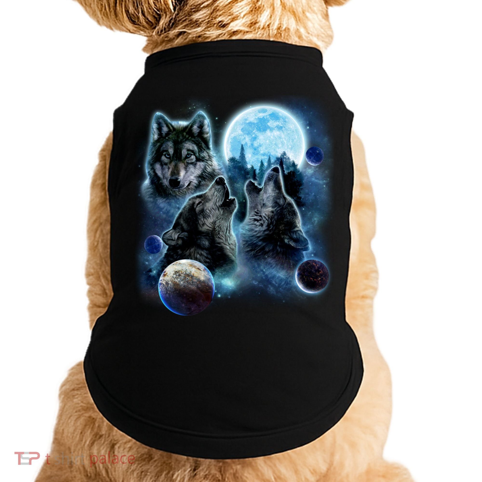 Wolf Shirt Three Wolves Moon Wolf Moon Doggie Tank