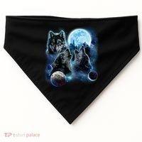 Wolf Shirt Three Wolves Moon Wolf Moon USA-Made Doggie Bandana thumb 0