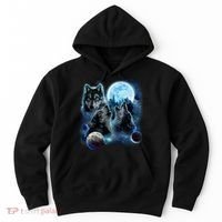 Wolf Shirt Three Wolves Moon Wolf Moon Hoodie thumb 0