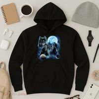 Wolf Shirt Three Wolves Moon Wolf Moon Hoodie thumb 3