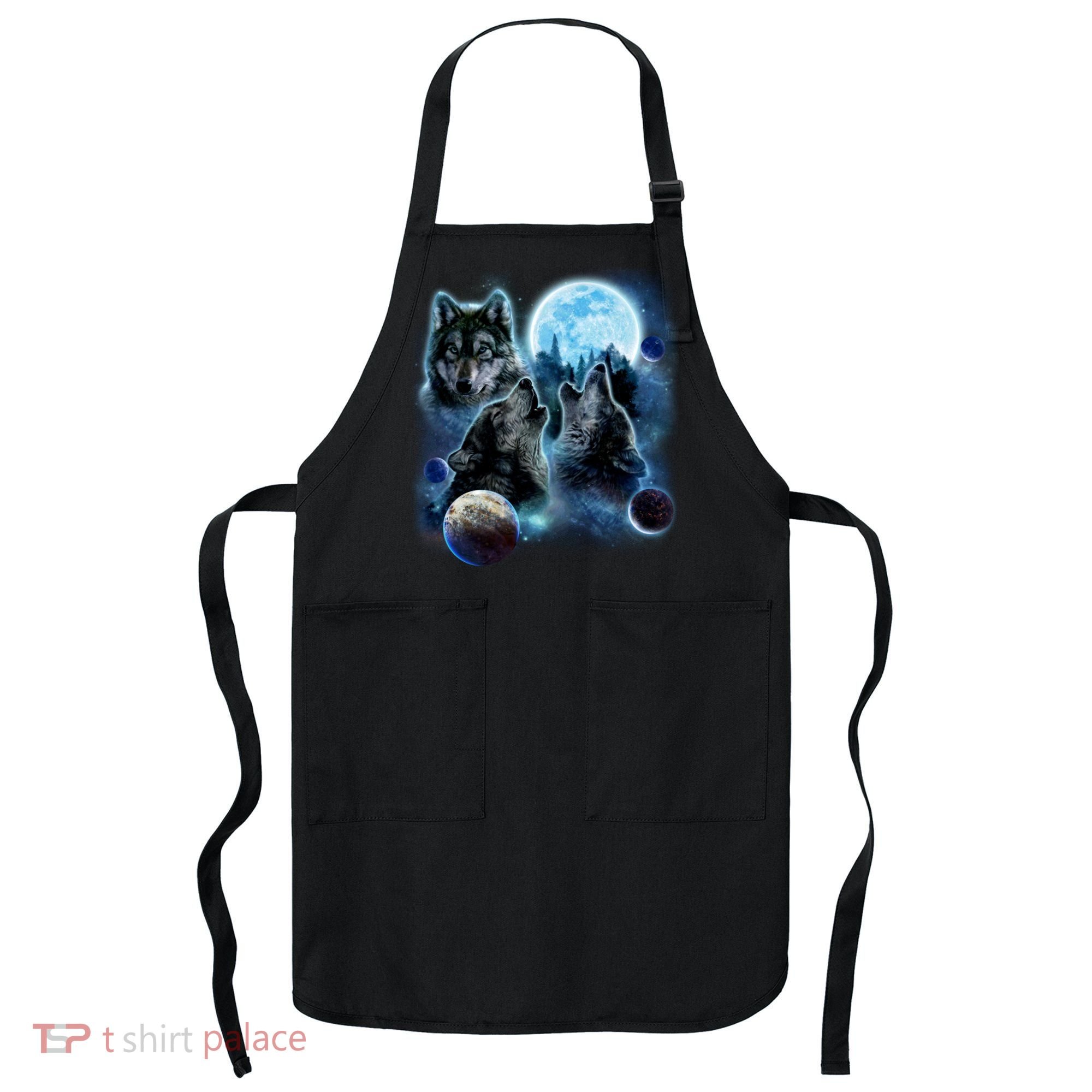 Wolf Shirt Three Wolves Moon Wolf Moon Apron