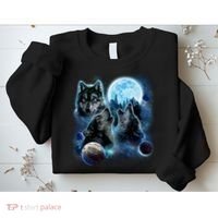 Wolf Shirt Three Wolves Moon Wolf Moon Sweatshirt thumb 2