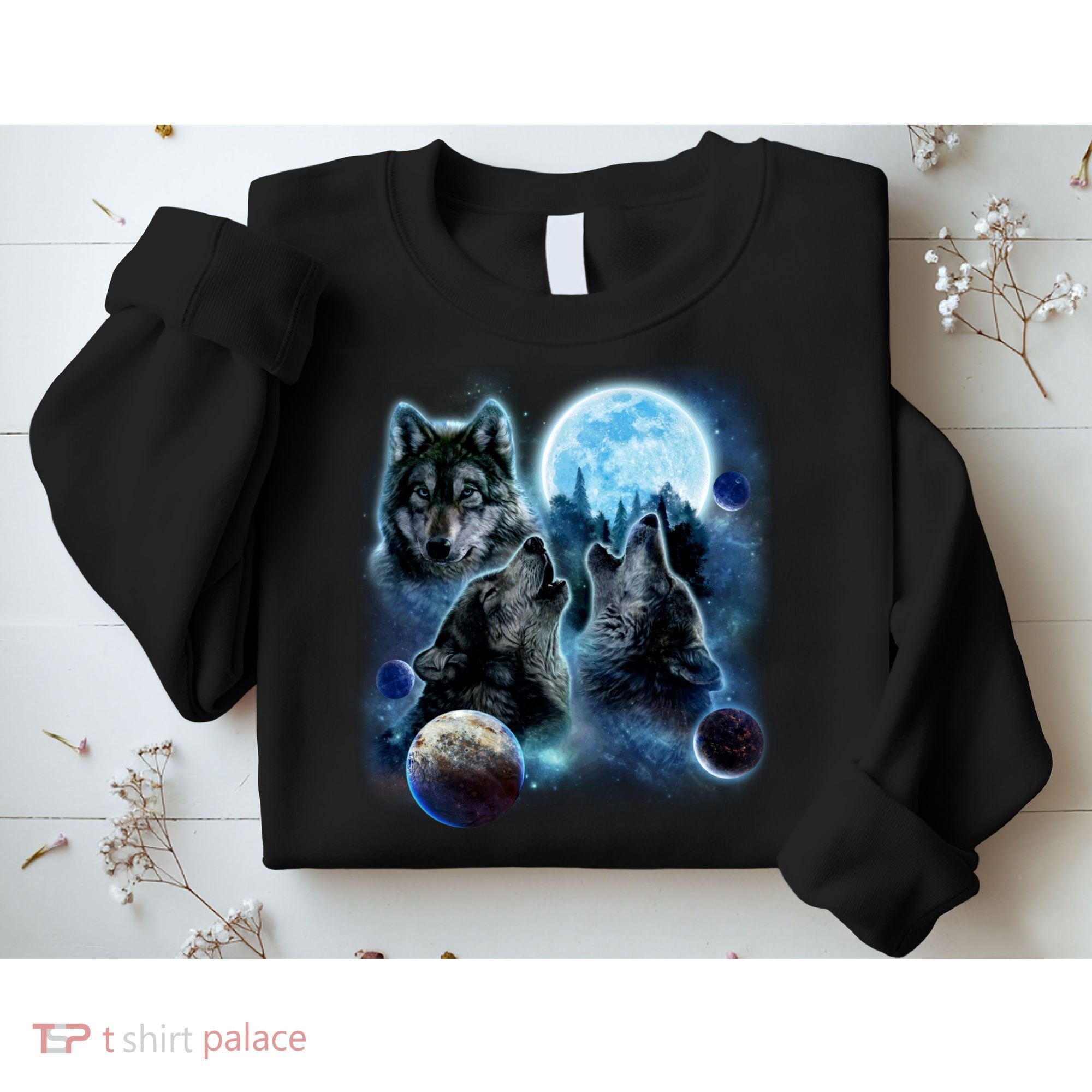 Wolf Shirt Three Wolves Moon Wolf Moon Sweatshirt