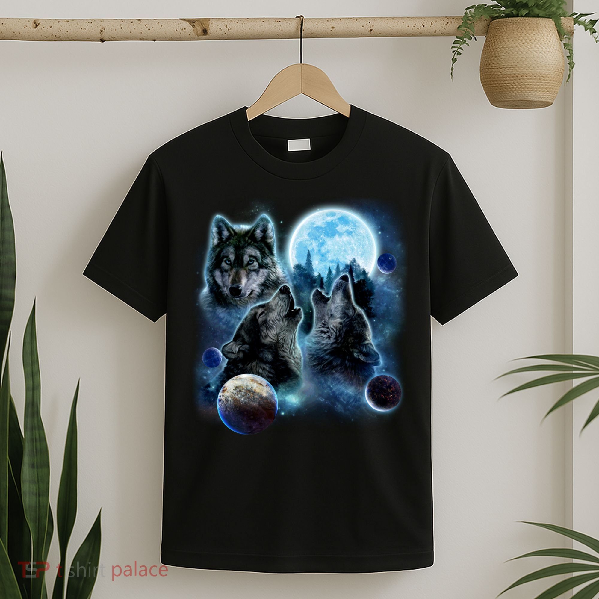 Wolf Shirt Three Wolves Moon Wolf Moon T-Shirt