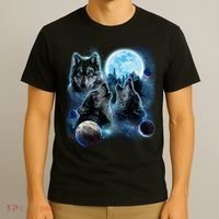 Wolf Shirt Three Wolves Moon Wolf Moon T-Shirt thumb 3