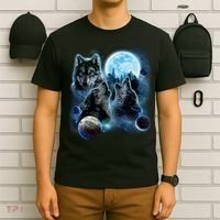 Wolf Shirt Three Wolves Moon Wolf Moon T-Shirt thumb 6