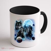 Wolf Shirt Three Wolves Moon Wolf Moon Coffee Mug thumb 1