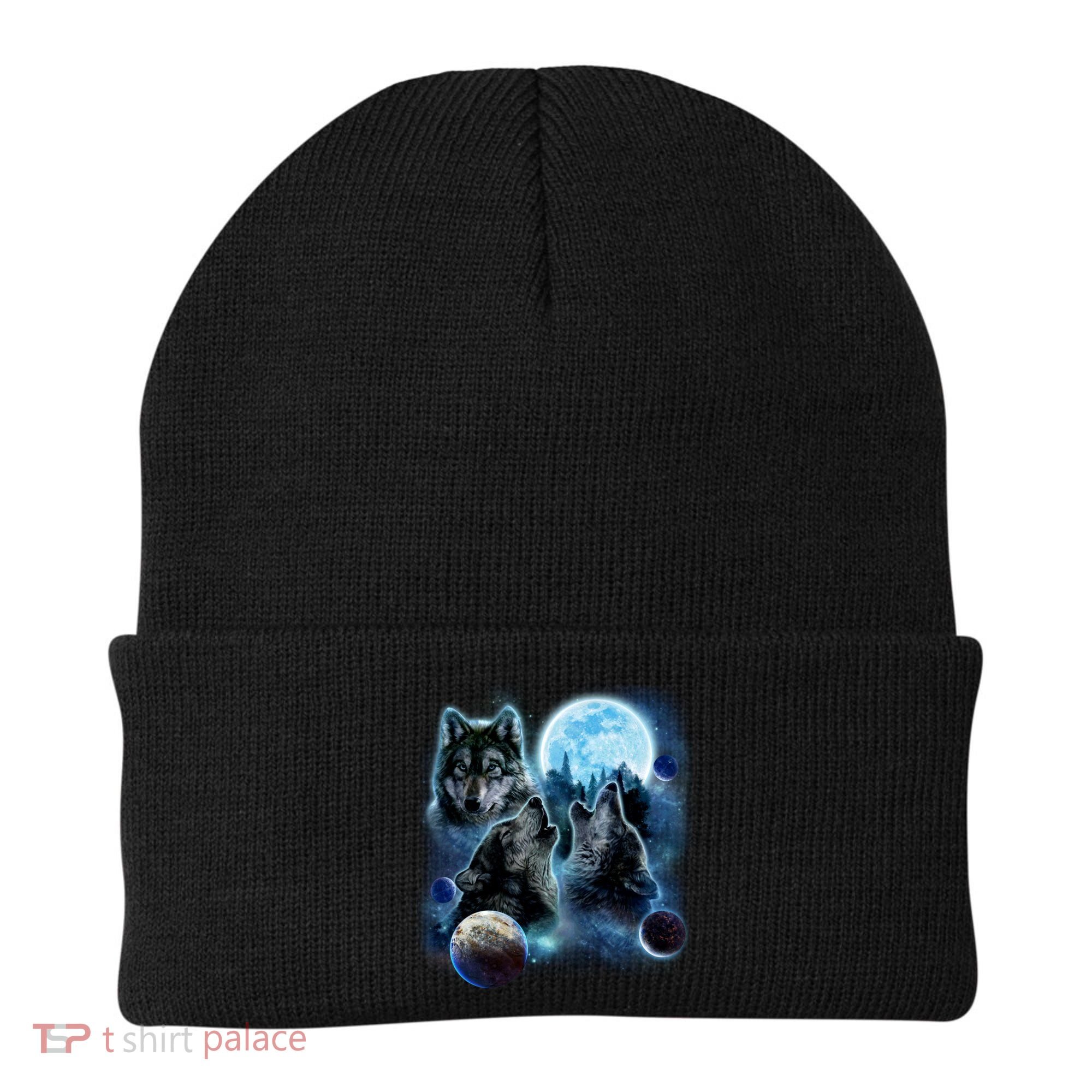 Wolf Shirt Three Wolves Moon Wolf Moon Beanie