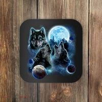 Wolf Shirt Three Wolves Moon Wolf Moon Coaster thumb 0