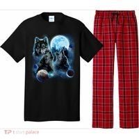 Wolf Shirt Three Wolves Moon Wolf Moon Pajama Set thumb 0