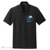 Wolf Shirt Three Wolves Moon Wolf Moon Dry Zone Grid Polo thumb 0