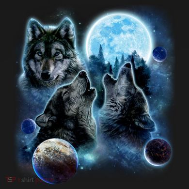 Wolf Shirt Three Wolves Moon Wolf Moon Dry Zone Grid Polo