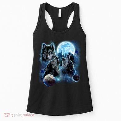 Wolf Shirt Three Wolves Moon Wolf Moon Women's Tank Top