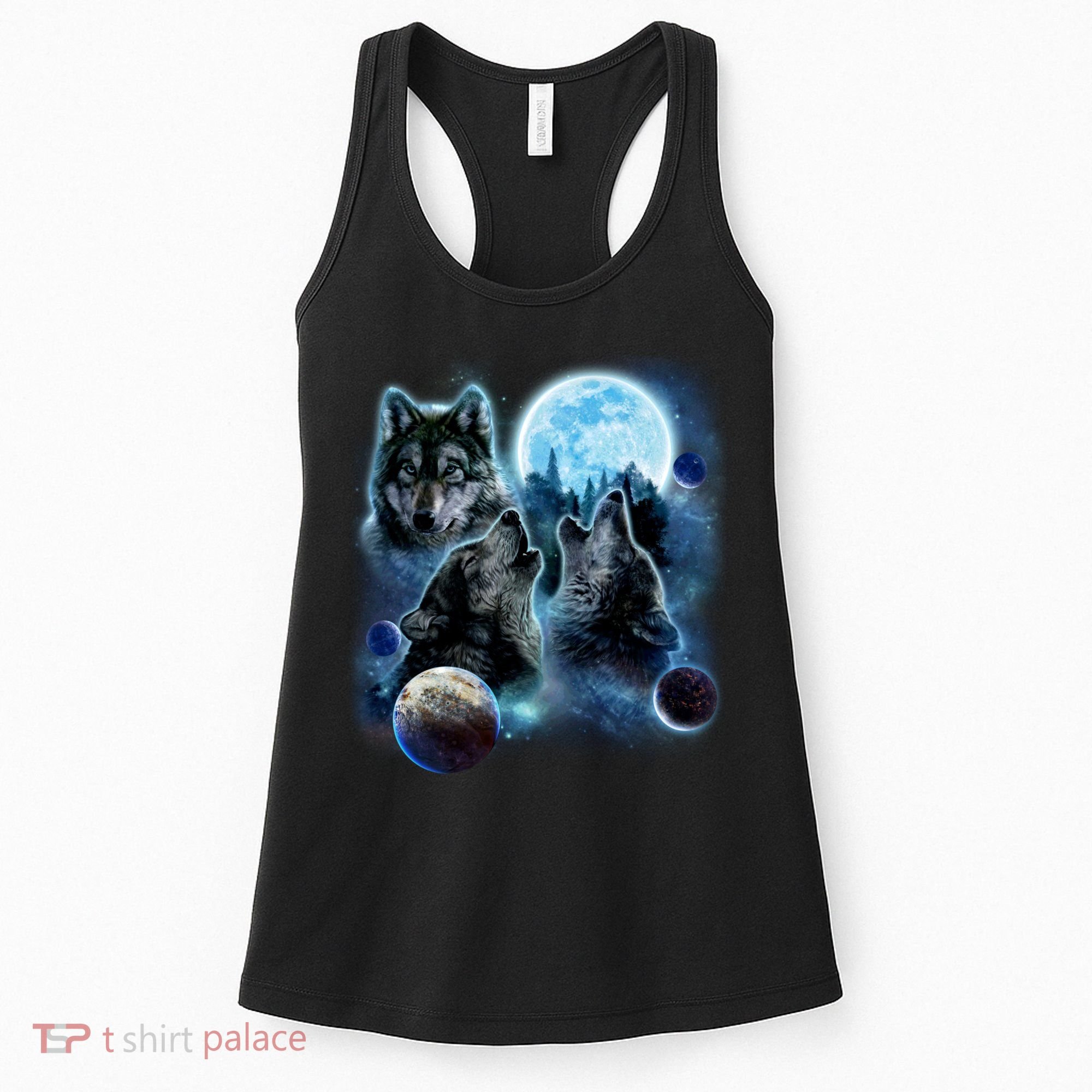Wolf Shirt Three Wolves Moon Wolf Moon Women's Tank Top
