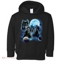 Wolf Shirt Three Wolves Moon Wolf Moon Toddler Hoodie thumb 0