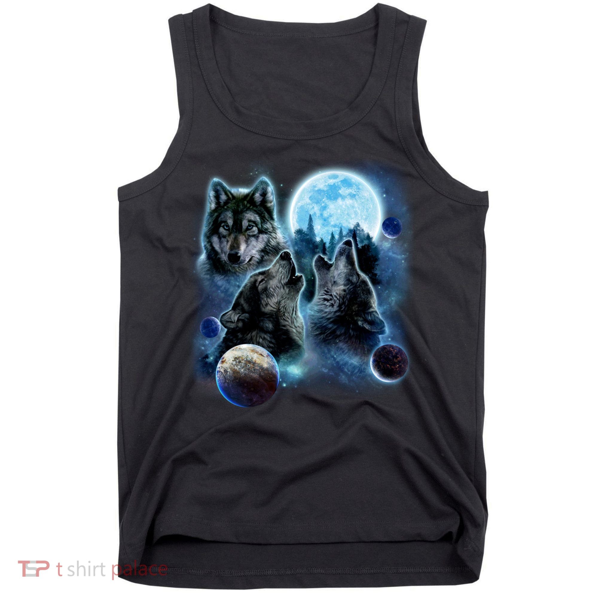 Wolf Shirt Three Wolves Moon Wolf Moon Tank Top