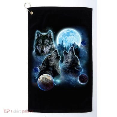 Wolf Shirt Three Wolves Moon Wolf Moon Golf Towel