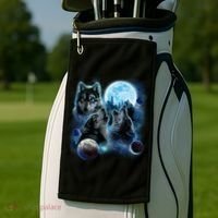 Wolf Shirt Three Wolves Moon Wolf Moon Golf Towel thumb 2