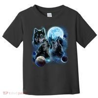 Wolf Shirt Three Wolves Moon Wolf Moon Toddler T-Shirt thumb 0