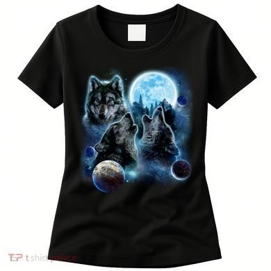 Wolf Shirt Three Wolves Moon Wolf Moon Women's T-Shirt
