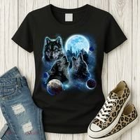 Wolf Shirt Three Wolves Moon Wolf Moon Women's T-Shirt thumb 3