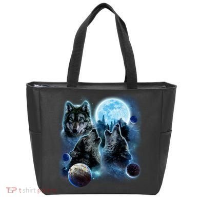 Wolf Shirt Three Wolves Moon Wolf Moon Tote Bag