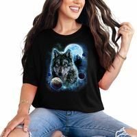 Wolf Shirt Three Wolves Moon Wolf Moon Comfort Colors T-Shirt thumb 0