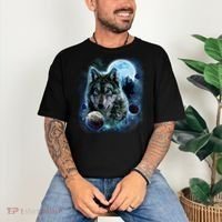 Wolf Shirt Three Wolves Moon Wolf Moon Comfort Colors T-Shirt thumb 3