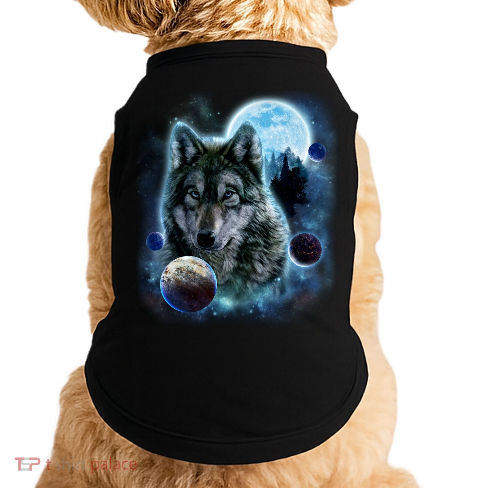 Wolf Shirt Three Wolves Moon Wolf Moon Doggie Tank