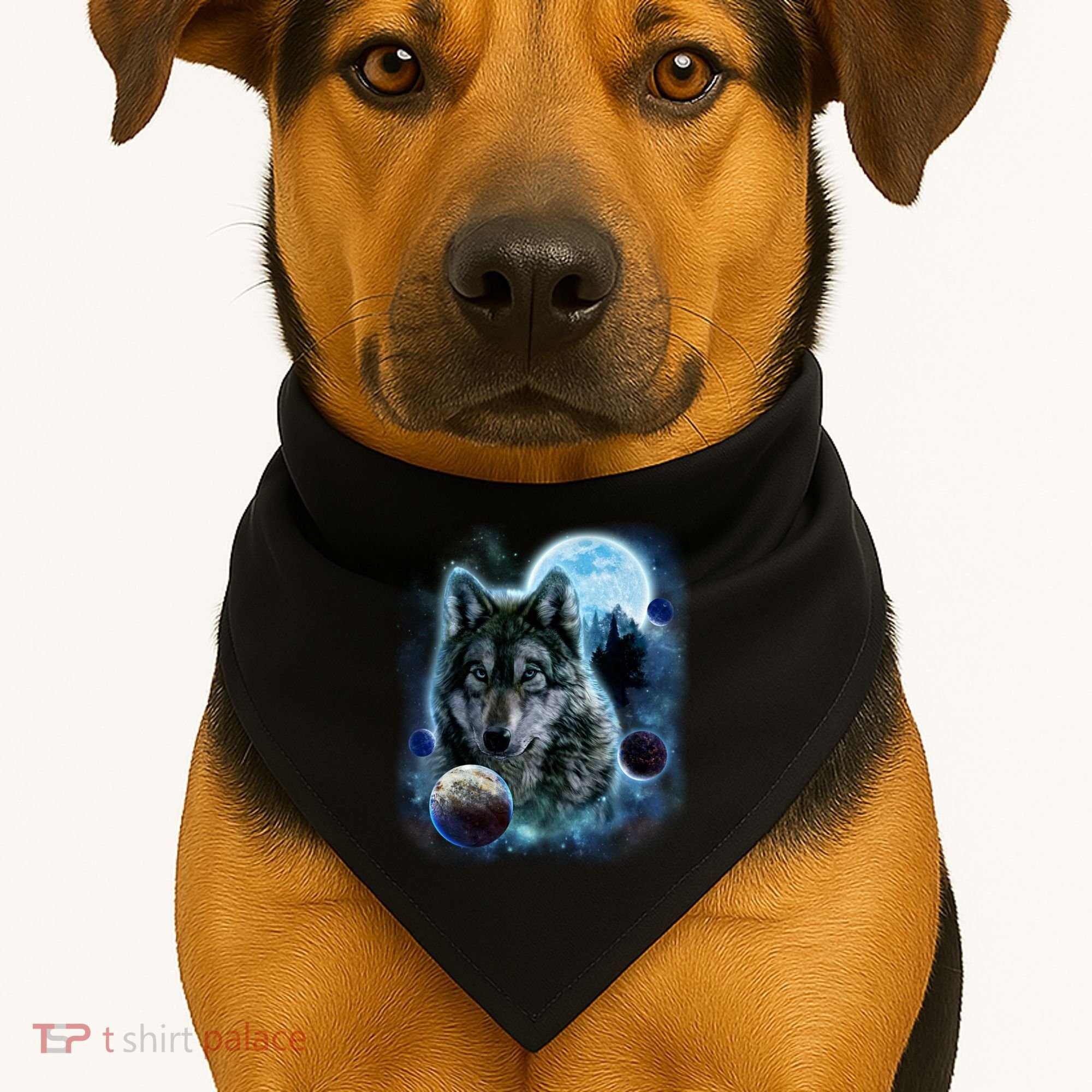 Wolf Shirt Three Wolves Moon Wolf Moon USA-Made Doggie Bandana