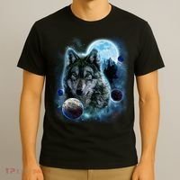 Wolf Shirt Three Wolves Moon Wolf Moon T-Shirt thumb 3