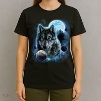 Wolf Shirt Three Wolves Moon Wolf Moon T-Shirt thumb 4