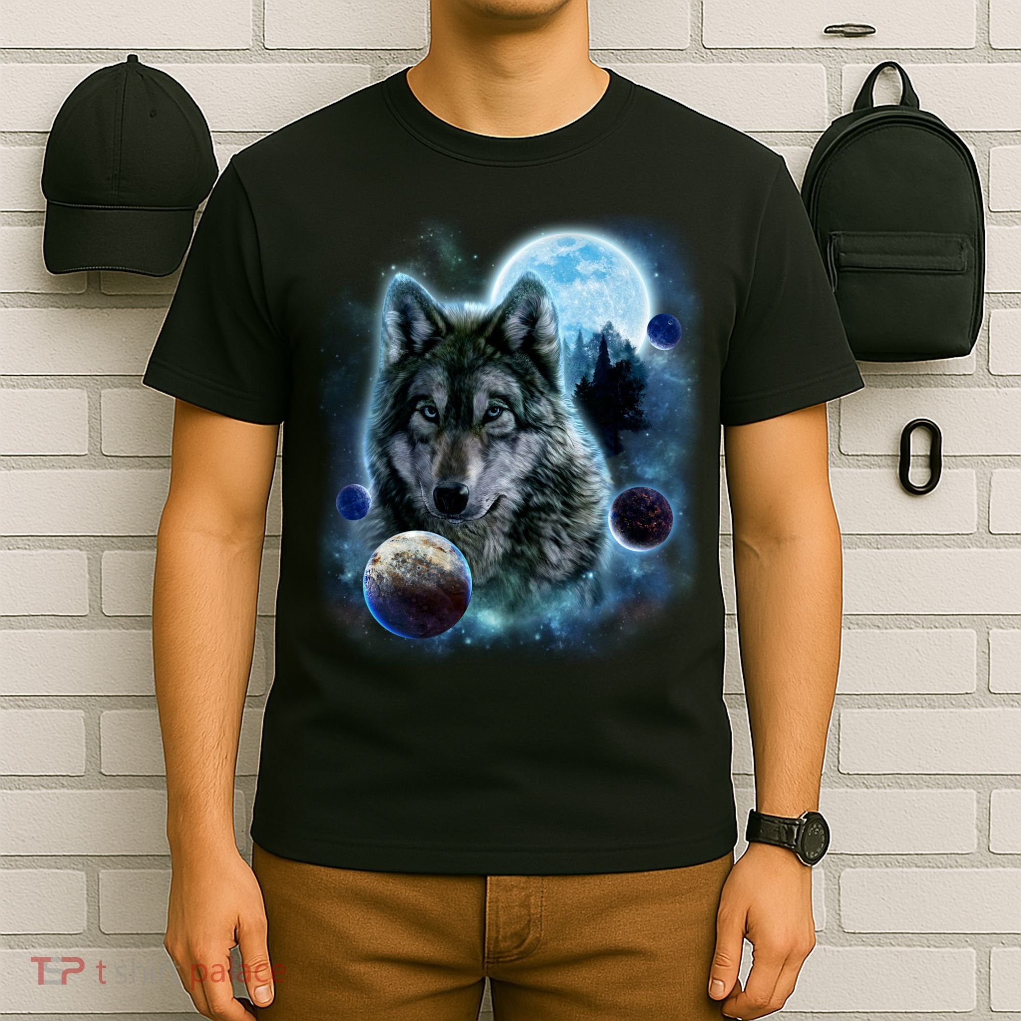 Wolf Shirt Three Wolves Moon Wolf Moon T-Shirt