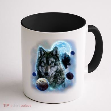 Wolf Shirt Three Wolves Moon Wolf Moon Coffee Mug back