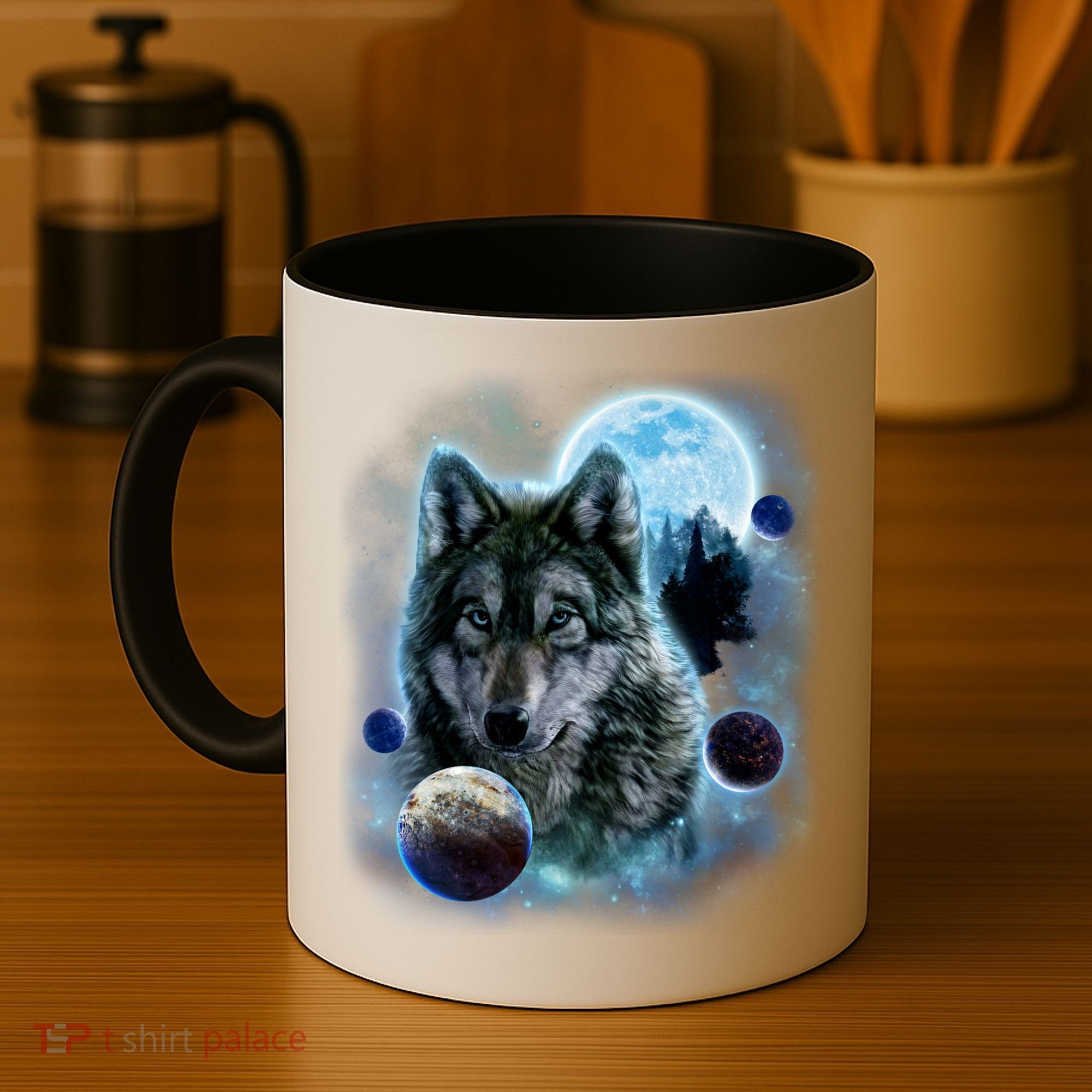 Wolf Shirt Three Wolves Moon Wolf Moon Coffee Mug