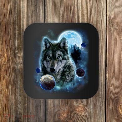 Wolf Shirt Three Wolves Moon Wolf Moon Coaster