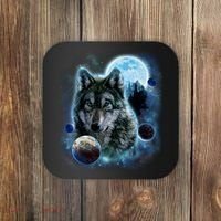 Wolf Shirt Three Wolves Moon Wolf Moon Coaster thumb 0