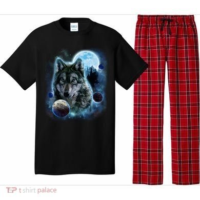 Wolf Shirt Three Wolves Moon Wolf Moon Pajama Set
