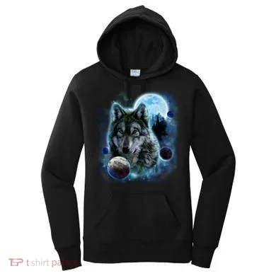 Wolf Shirt Three Wolves Moon Wolf Moon Women's Hoodie