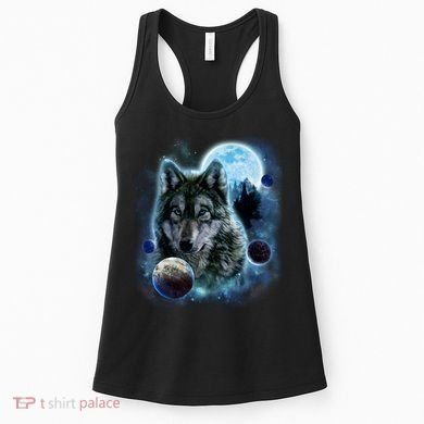 Wolf Shirt Three Wolves Moon Wolf Moon Women's Tank Top