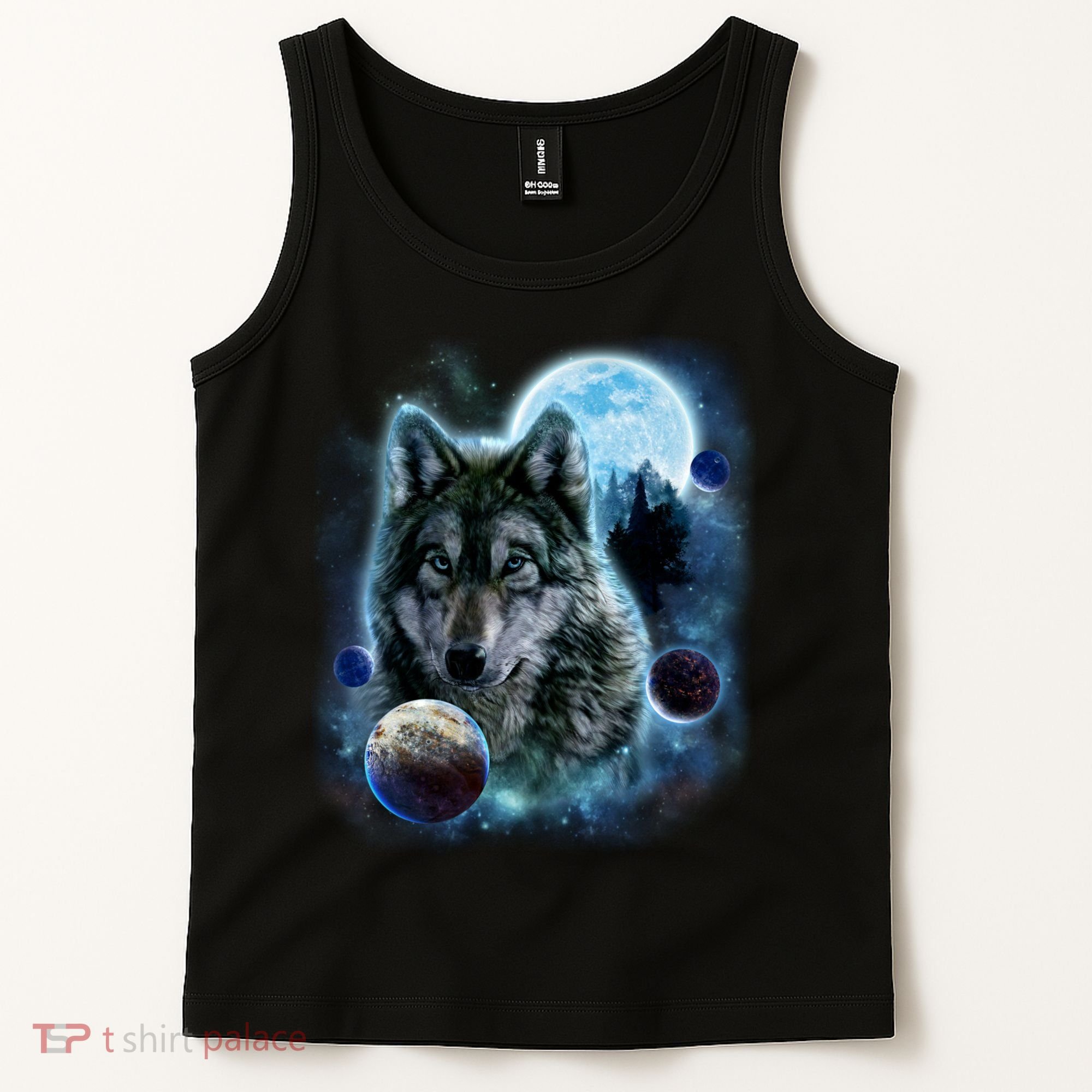 Wolf Shirt Three Wolves Moon Wolf Moon Tank Top