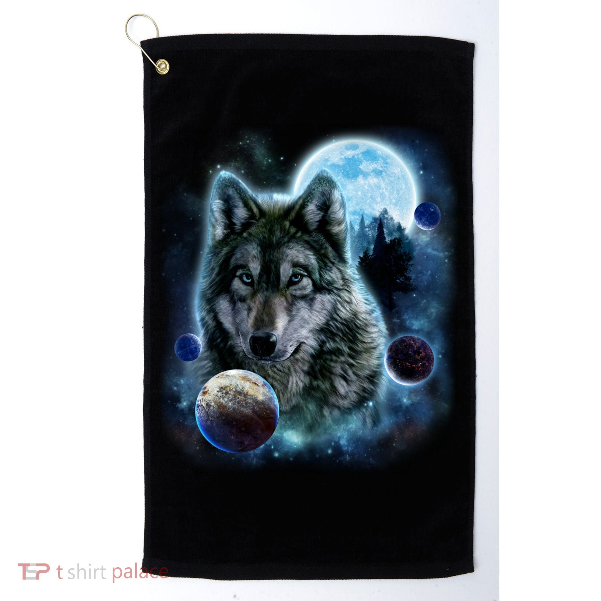 Wolf Shirt Three Wolves Moon Wolf Moon Golf Towel