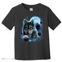 Wolf Shirt Three Wolves Moon Wolf Moon Toddler T-Shirt thumb 0
