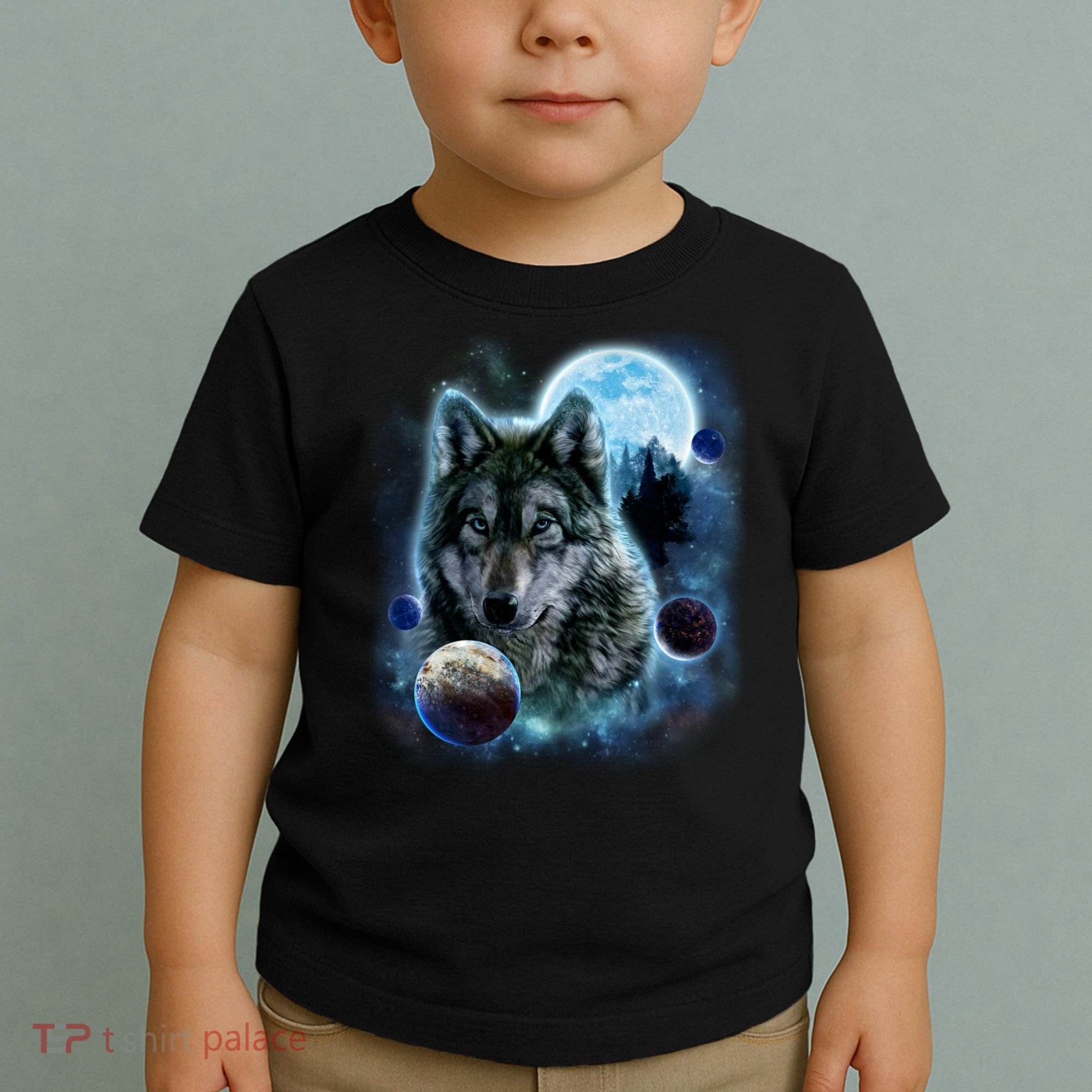 Wolf Shirt Three Wolves Moon Wolf Moon Toddler T-Shirt